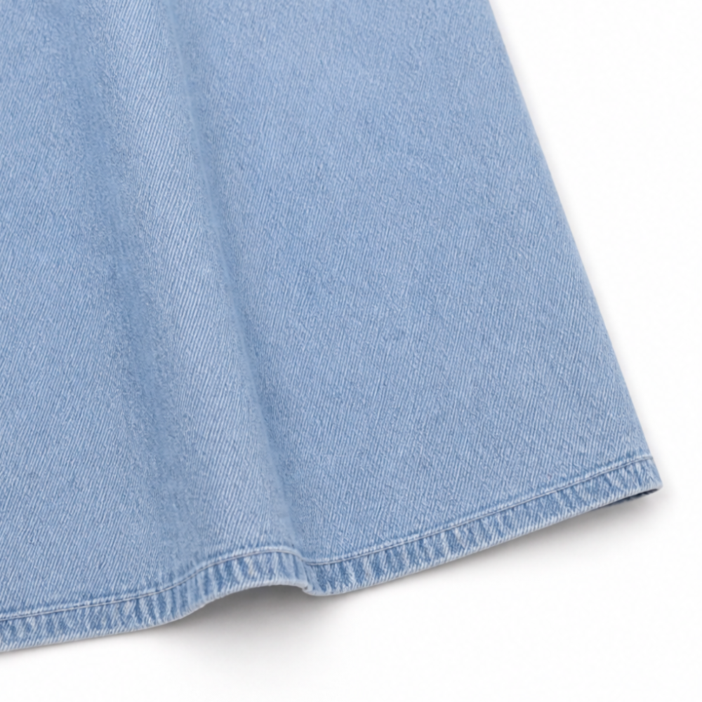 Soleil™ – Light Denim Shirt Dress with Pockets, A-Line Mini for Women