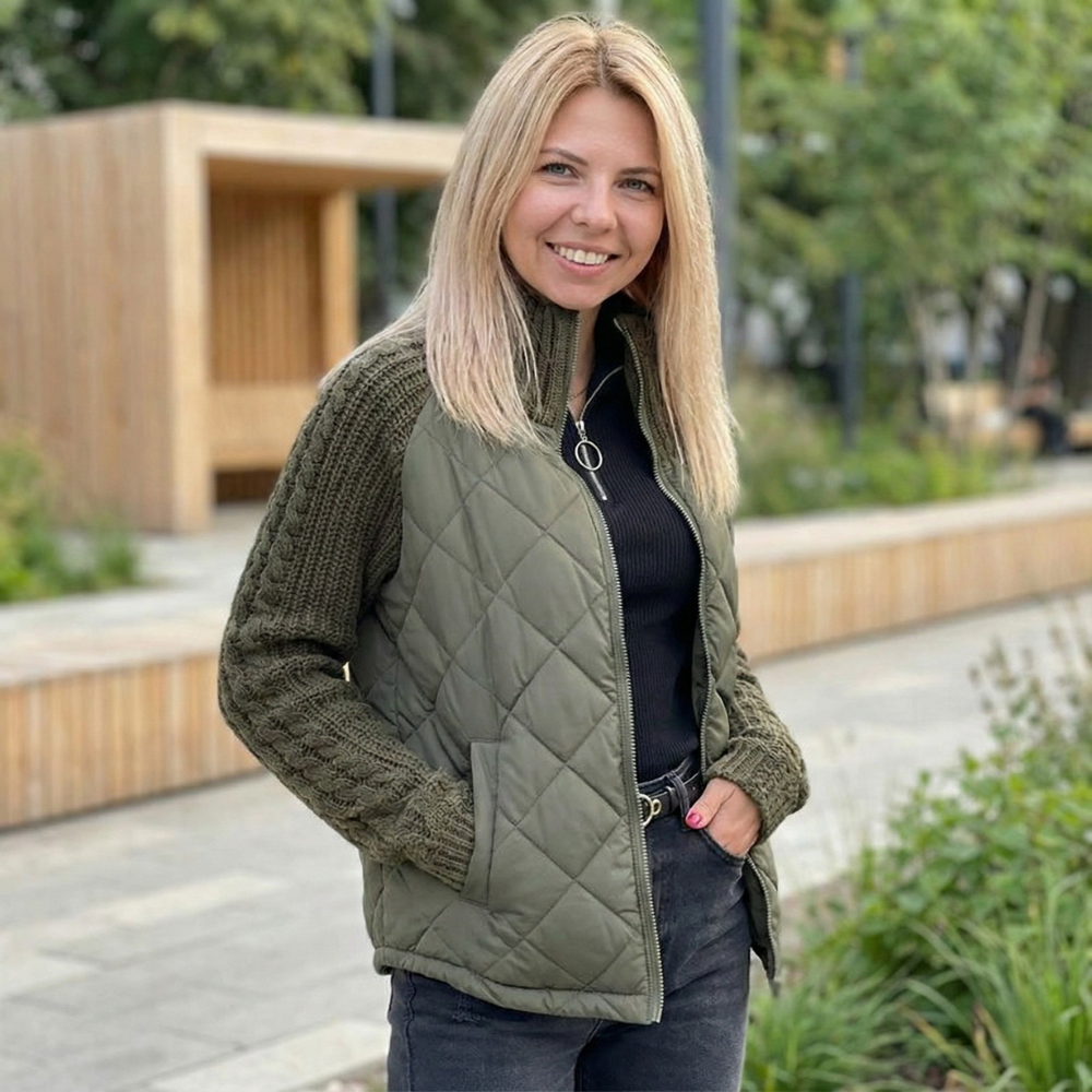 Quilora – Women’s Knitted Patchwork Puffer Jacket
