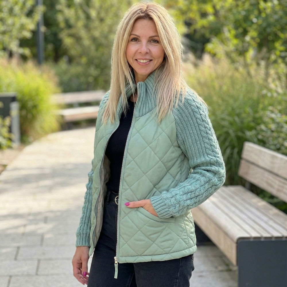 Quilora – Women’s Knitted Patchwork Puffer Jacket