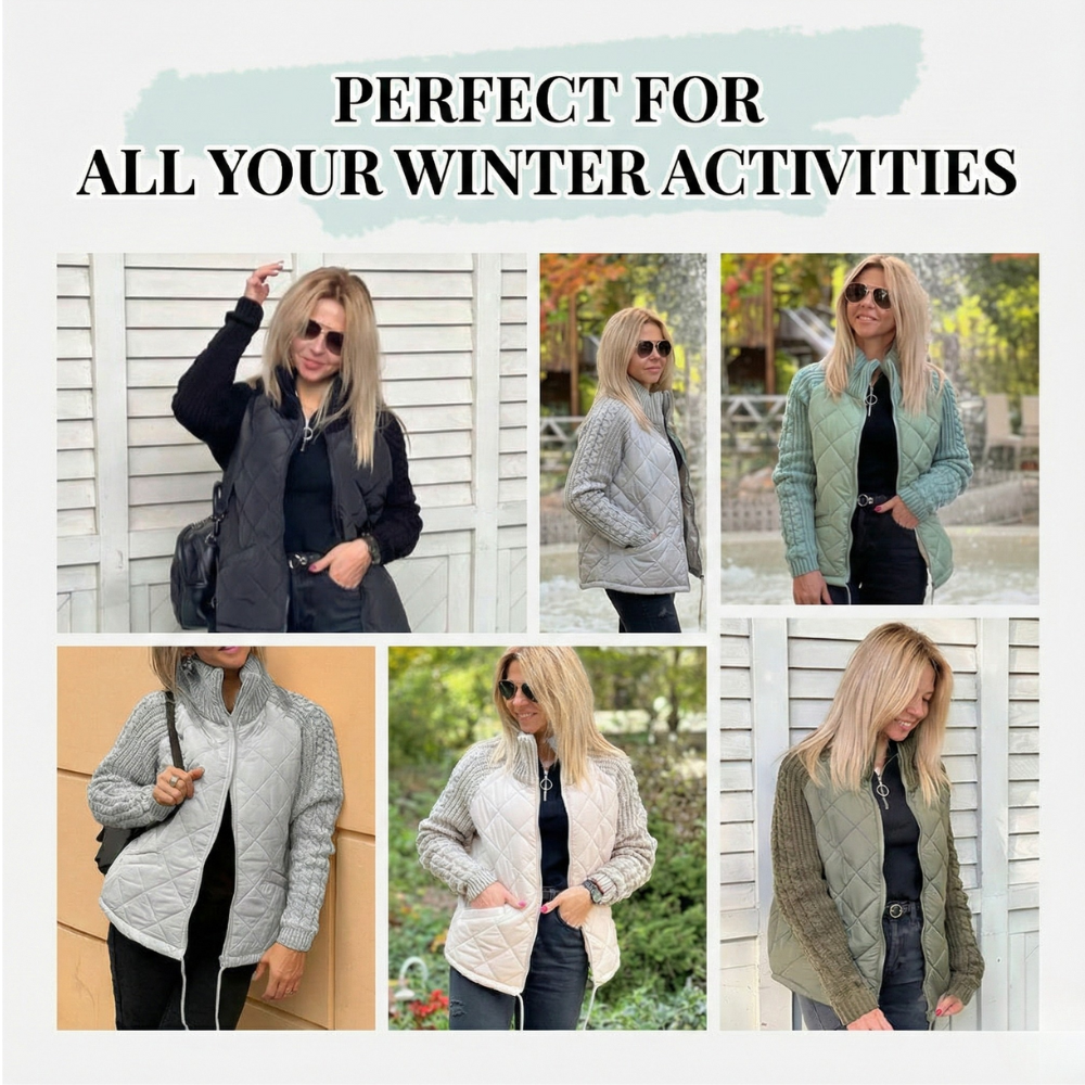 Quilora – Women’s Knitted Patchwork Puffer Jacket