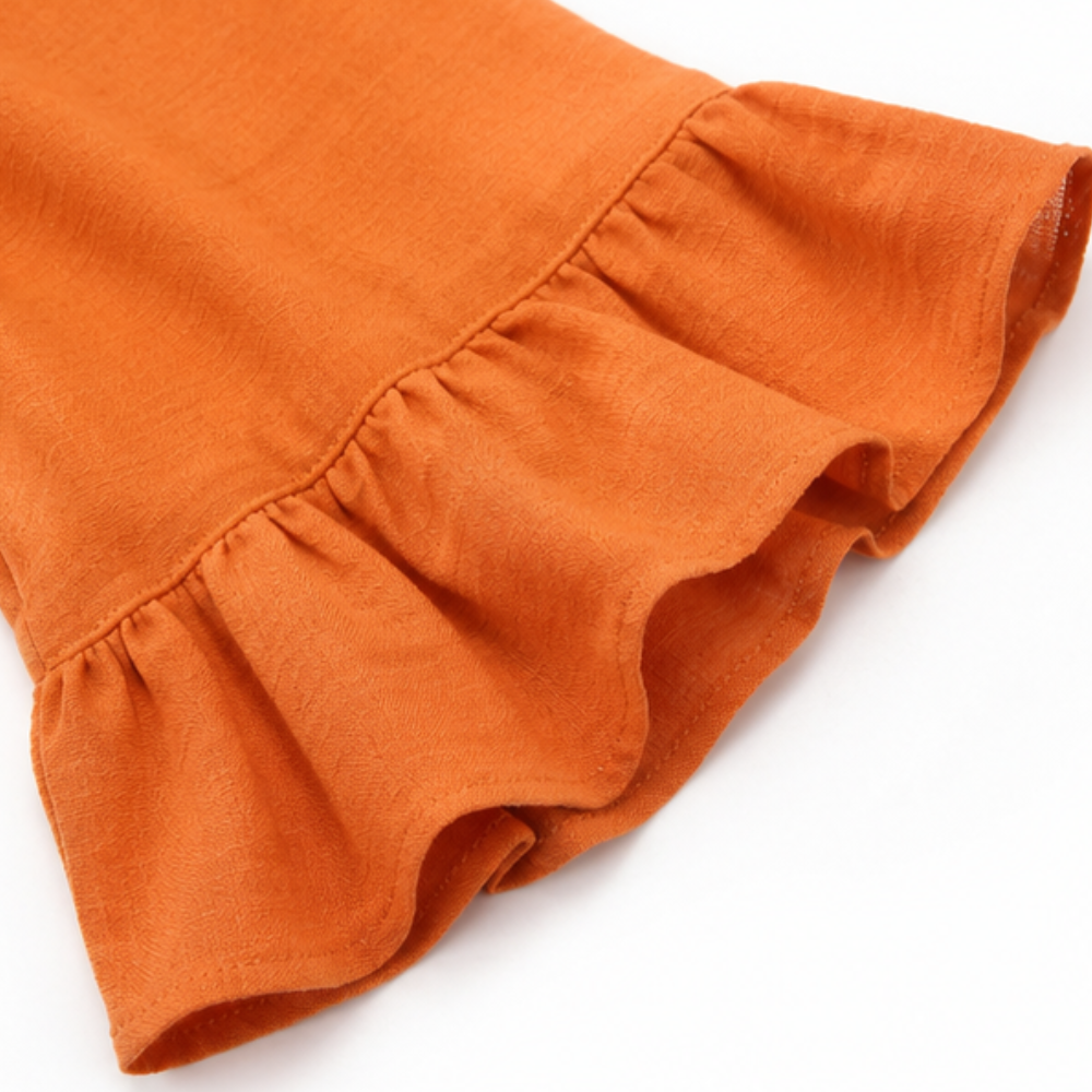 Laurelle™ – V-Neck Ruffle Sleeve Blouse with Buttons