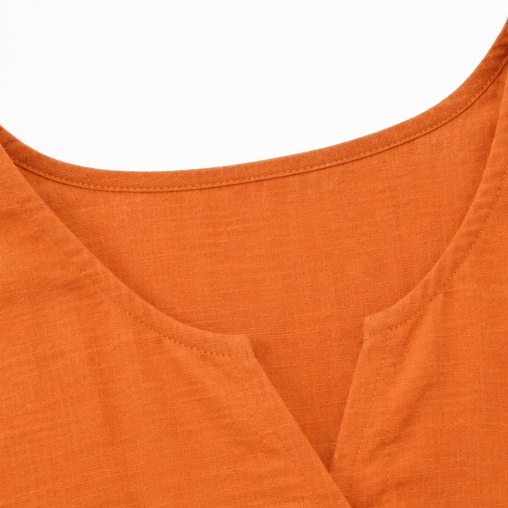 Laurelle™ – V-Neck Ruffle Sleeve Blouse with Buttons
