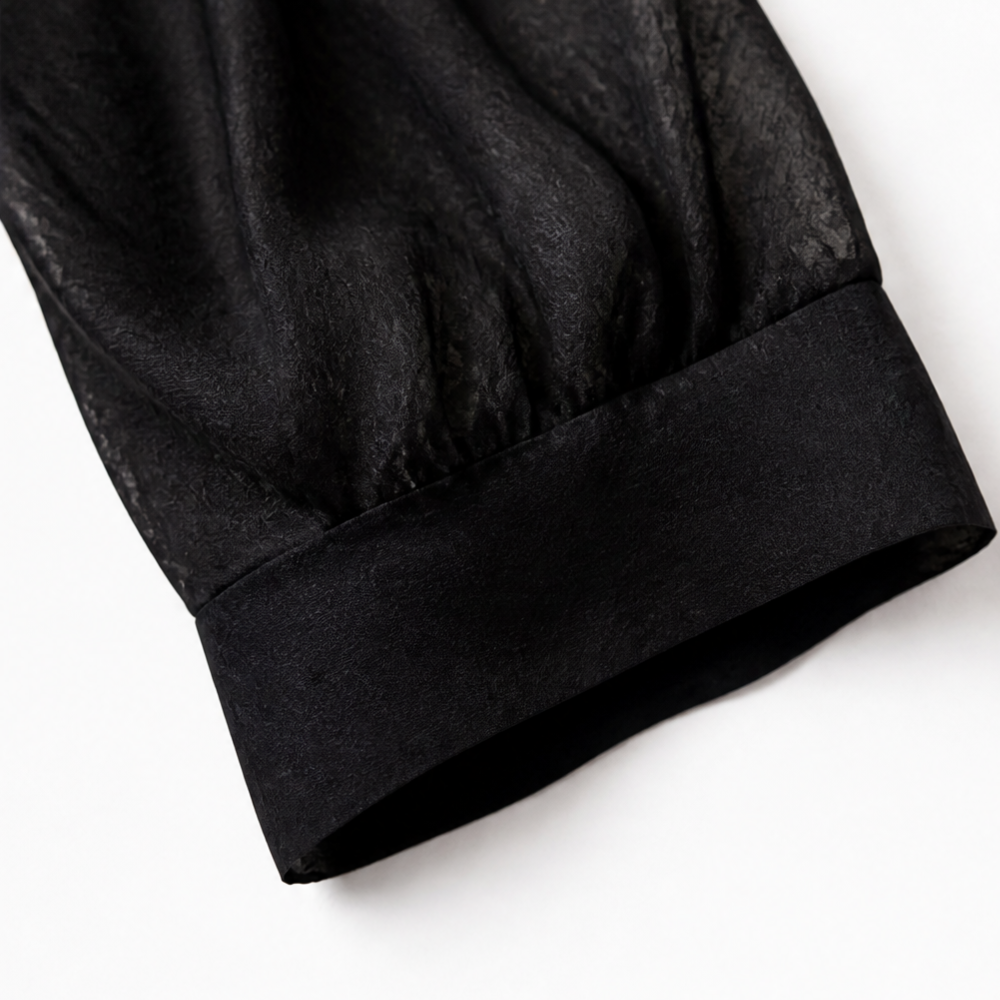 Veluna™ – Chiffon Tie-Front Top with Puff Sleeves