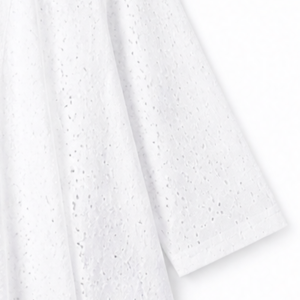 Veluna™ – Lightweight Eyelet Open-Front Cardigan for Women, 3/4 Sleeve Ruffle Hem Summer Layer