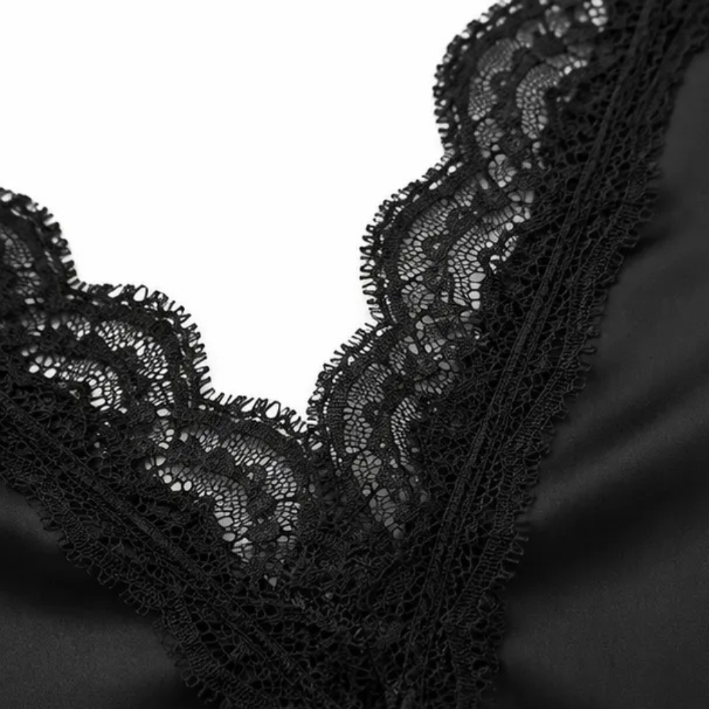 Lyselle – Satin-like Lace V-Neck Tie-Front Blouse for Women
