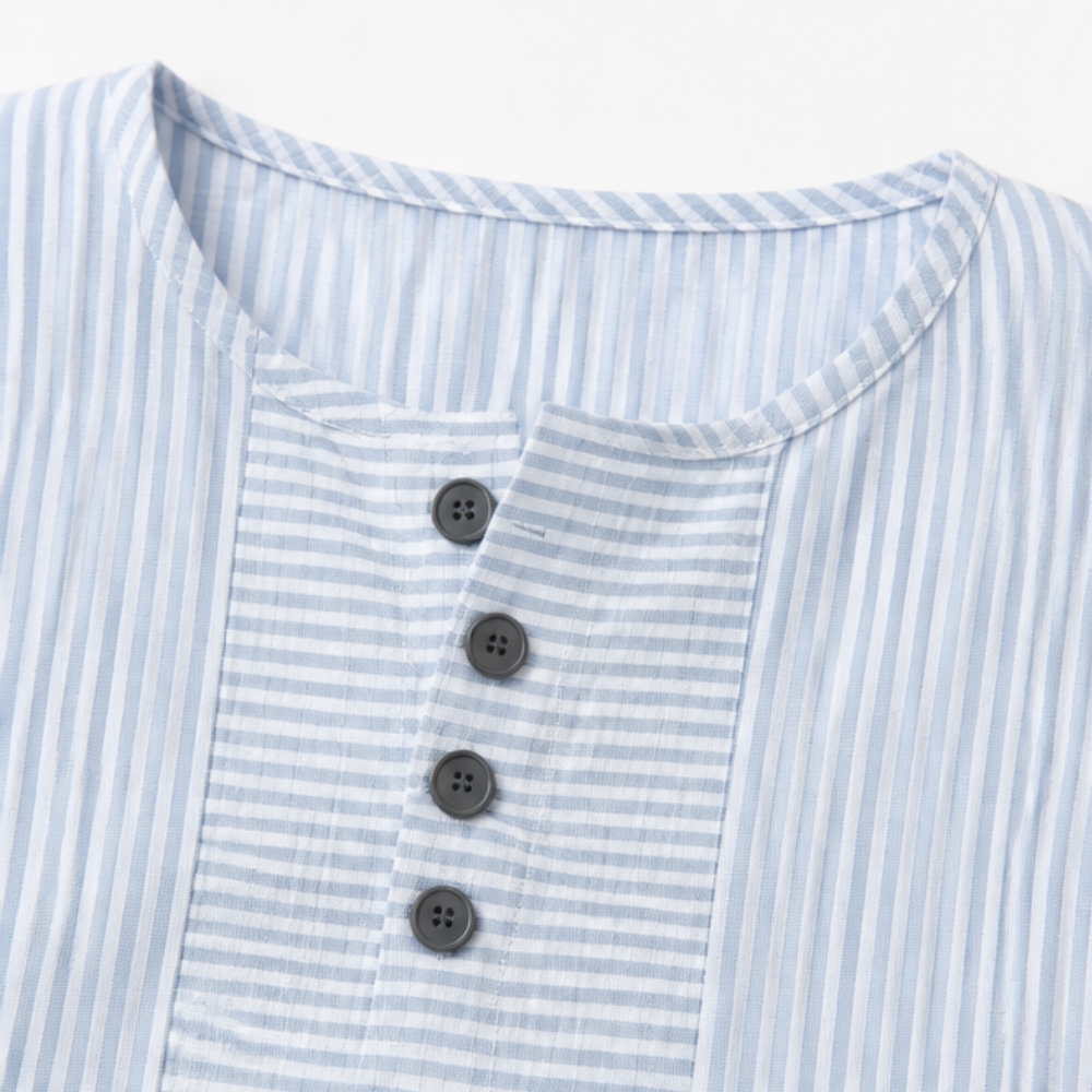 Lunavia – Women's Slimming Stripe Panel Henley Top