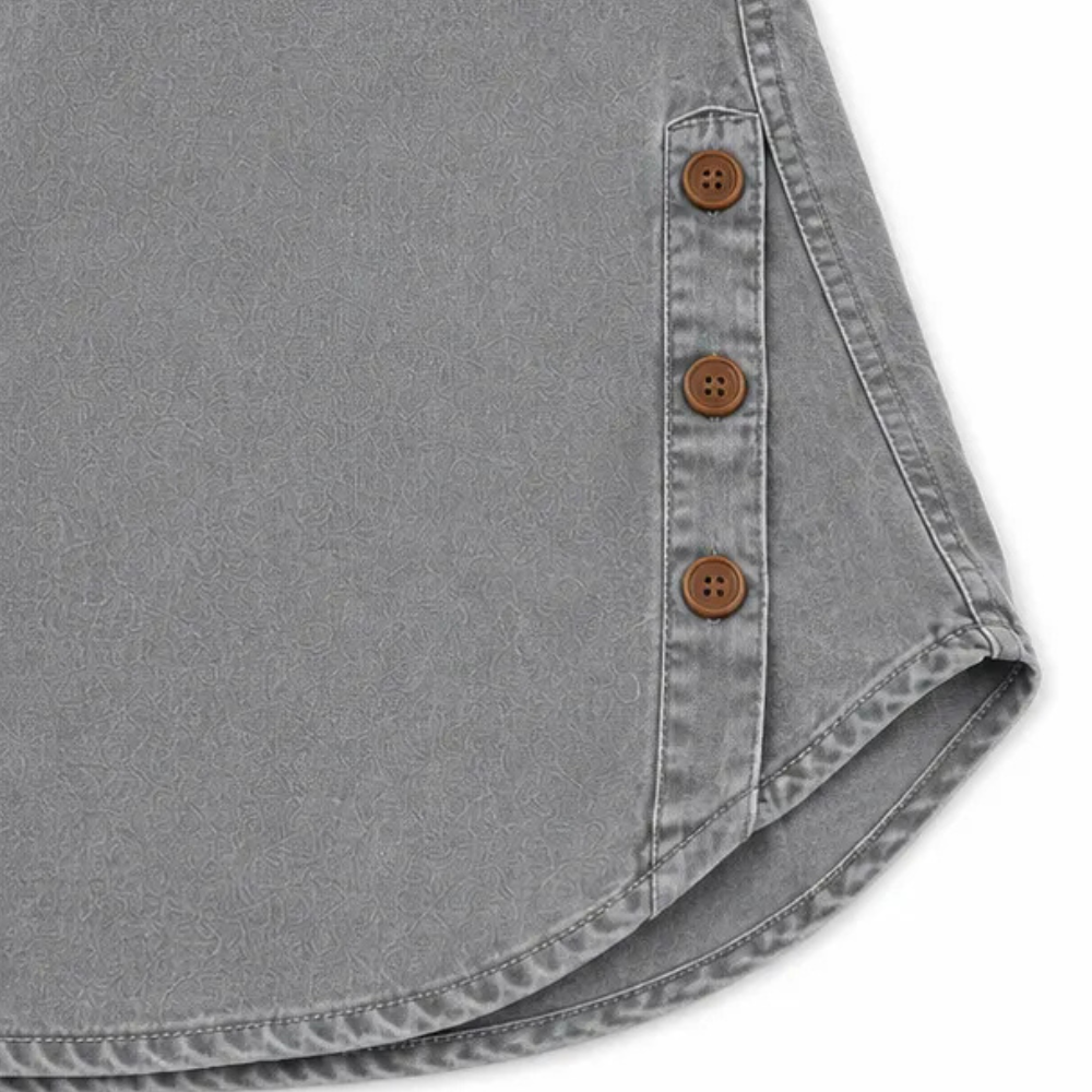 Avelyn – Henley Denim-like Tunic Top with Side Buttons for Women