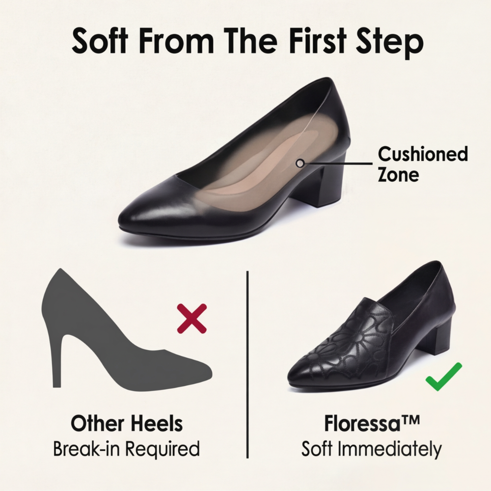 Floressa - Women's embroidered leather pumps with cushioned heel