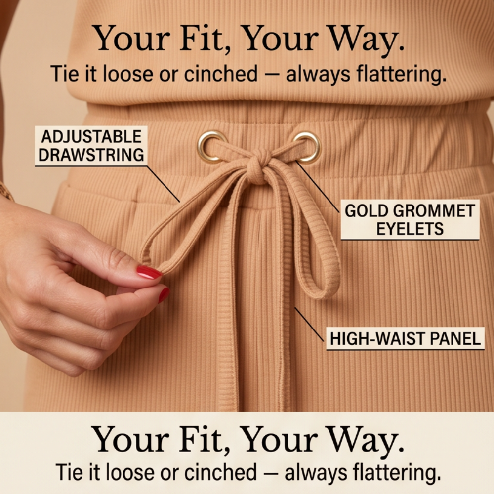 Saviya – Women's Ribbed V-Neck Top and Midi Skirt Set