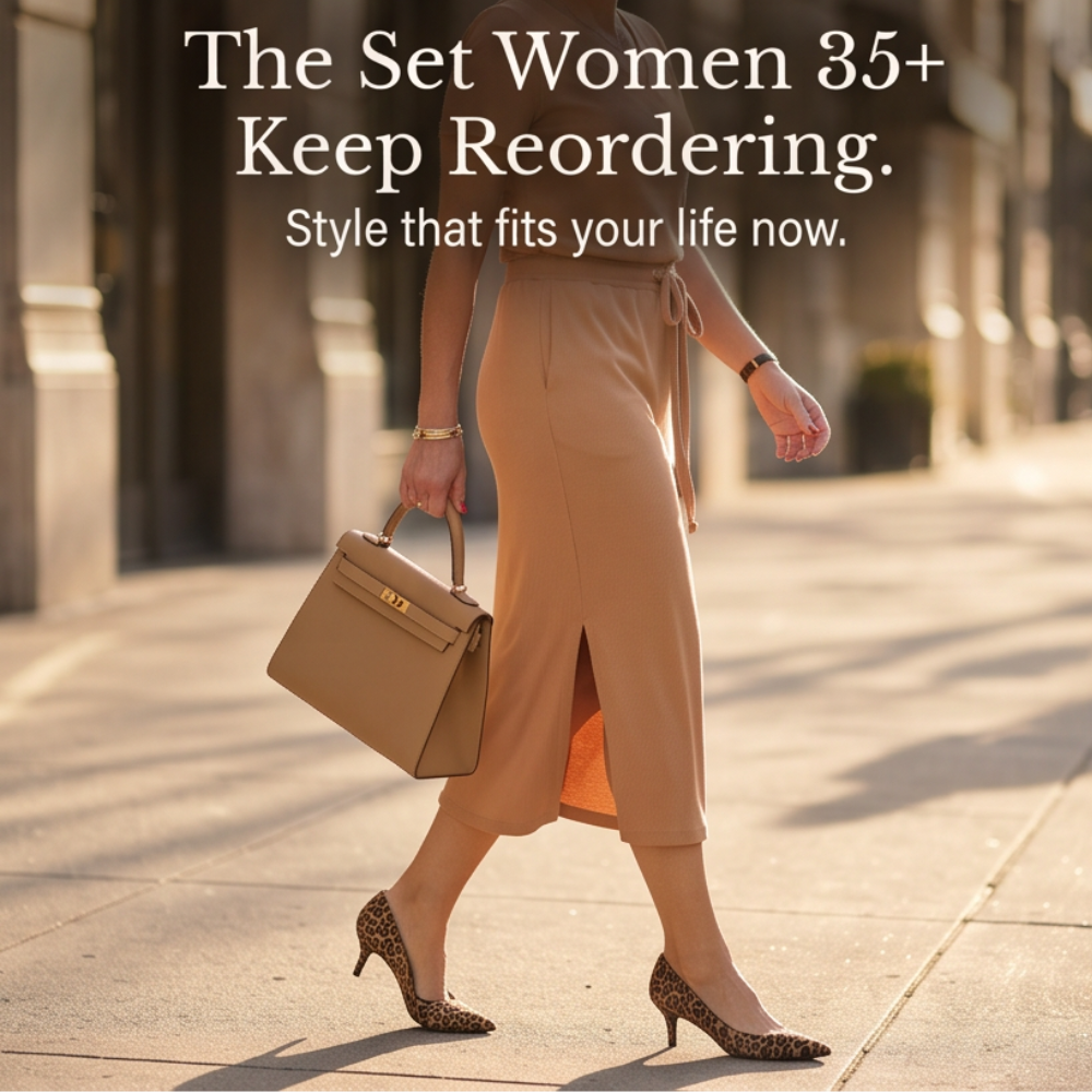 Saviya – Women's Ribbed V-Neck Top and Midi Skirt Set