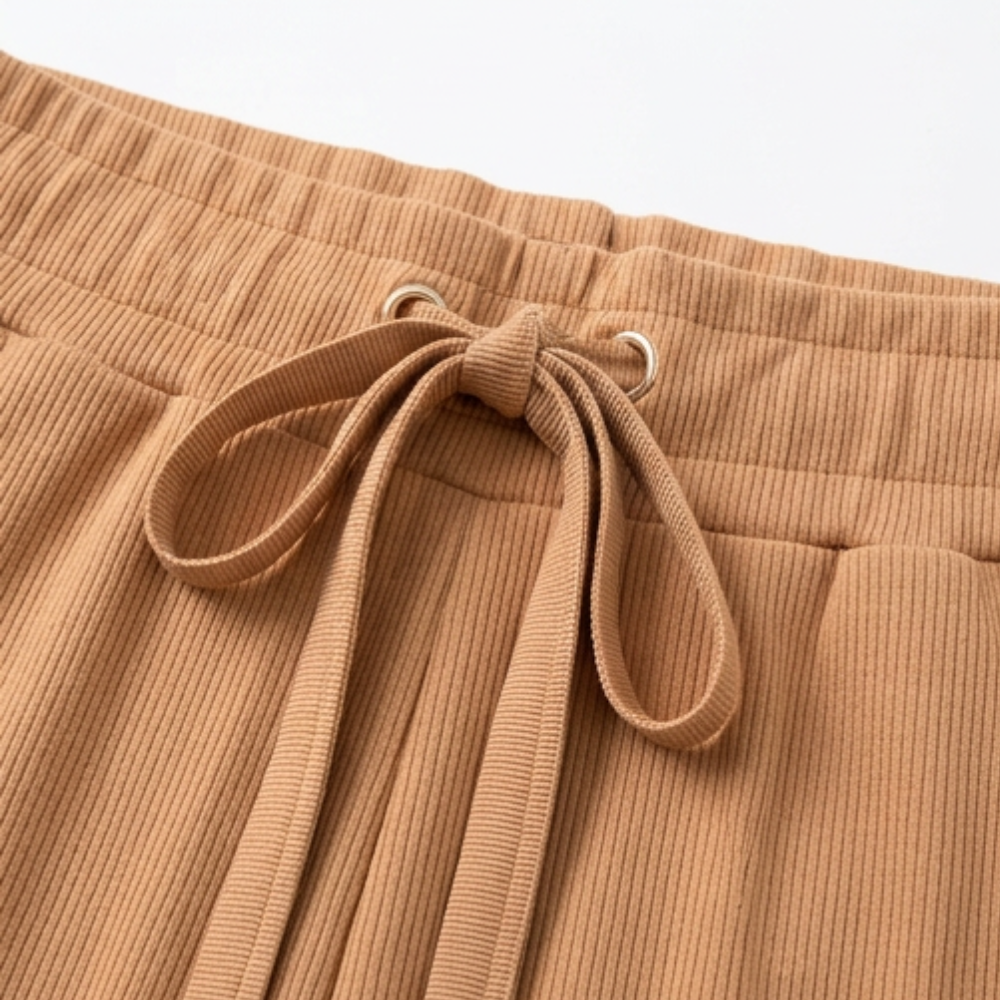 Saviya – Women's Ribbed V-Neck Top and Midi Skirt Set