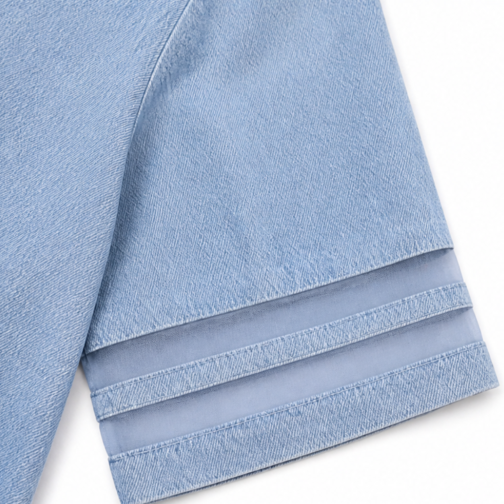 Soleil™ – Light Denim Shirt Dress with Pockets, A-Line Mini for Women