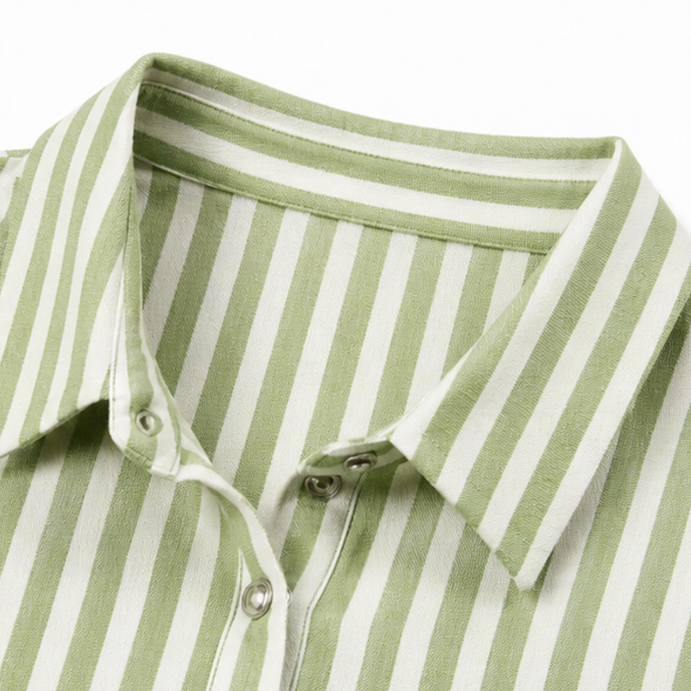 Marella™ – Oversized Striped V-Neck Popover Blouse