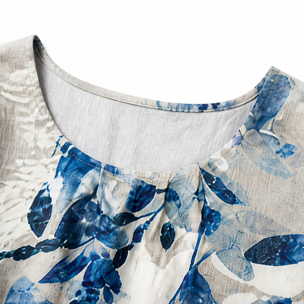 Marivelle™ – Botanical Print Midi Shift Dress with Pockets