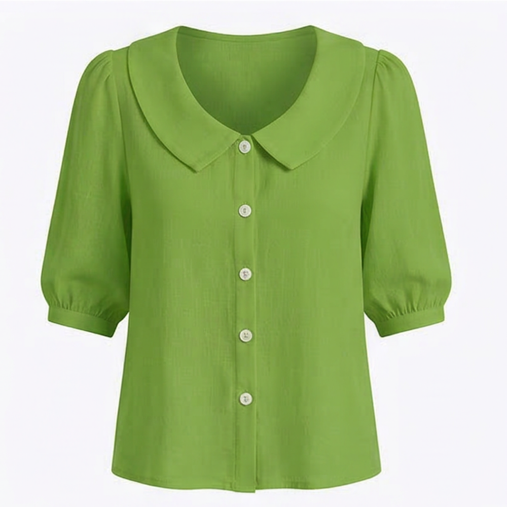 Collara – Retro Peter Pan Collar Button Up Blouse