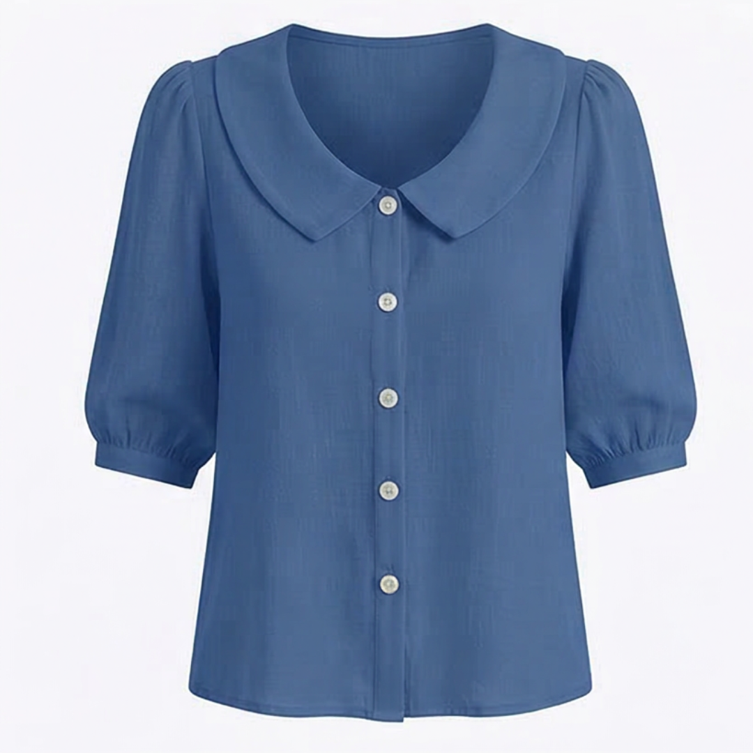 Collara – Retro Peter Pan Collar Button Up Blouse