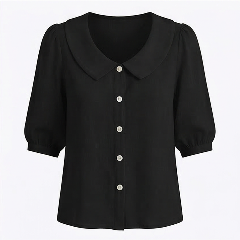 Collara – Retro Peter Pan Collar Button Up Blouse