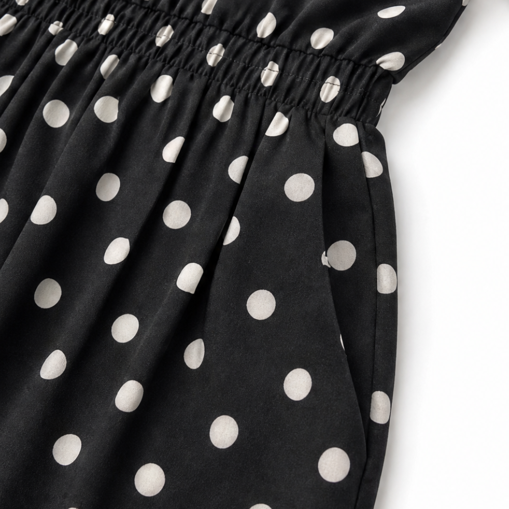 Soléa – Polka Dot Blouse and Shorts Set, Soft Drape, Summer Two Piece