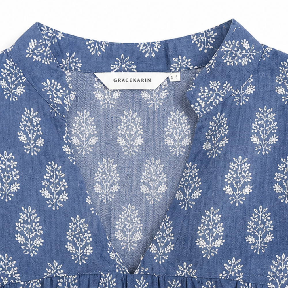 Marivell – Women's Block-Print V-Neck Summer Blouse