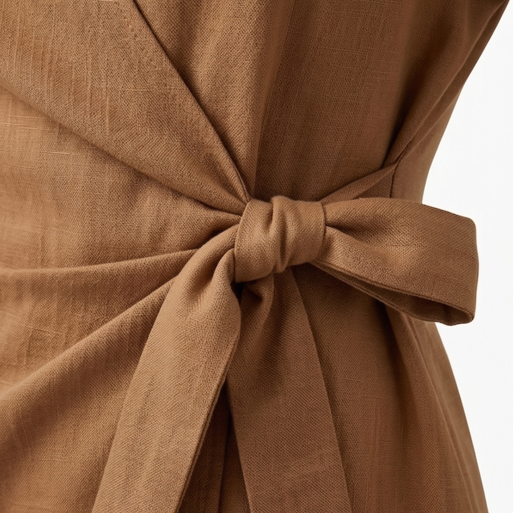 Solara – Women's Linen Look Wrap Collar Romper