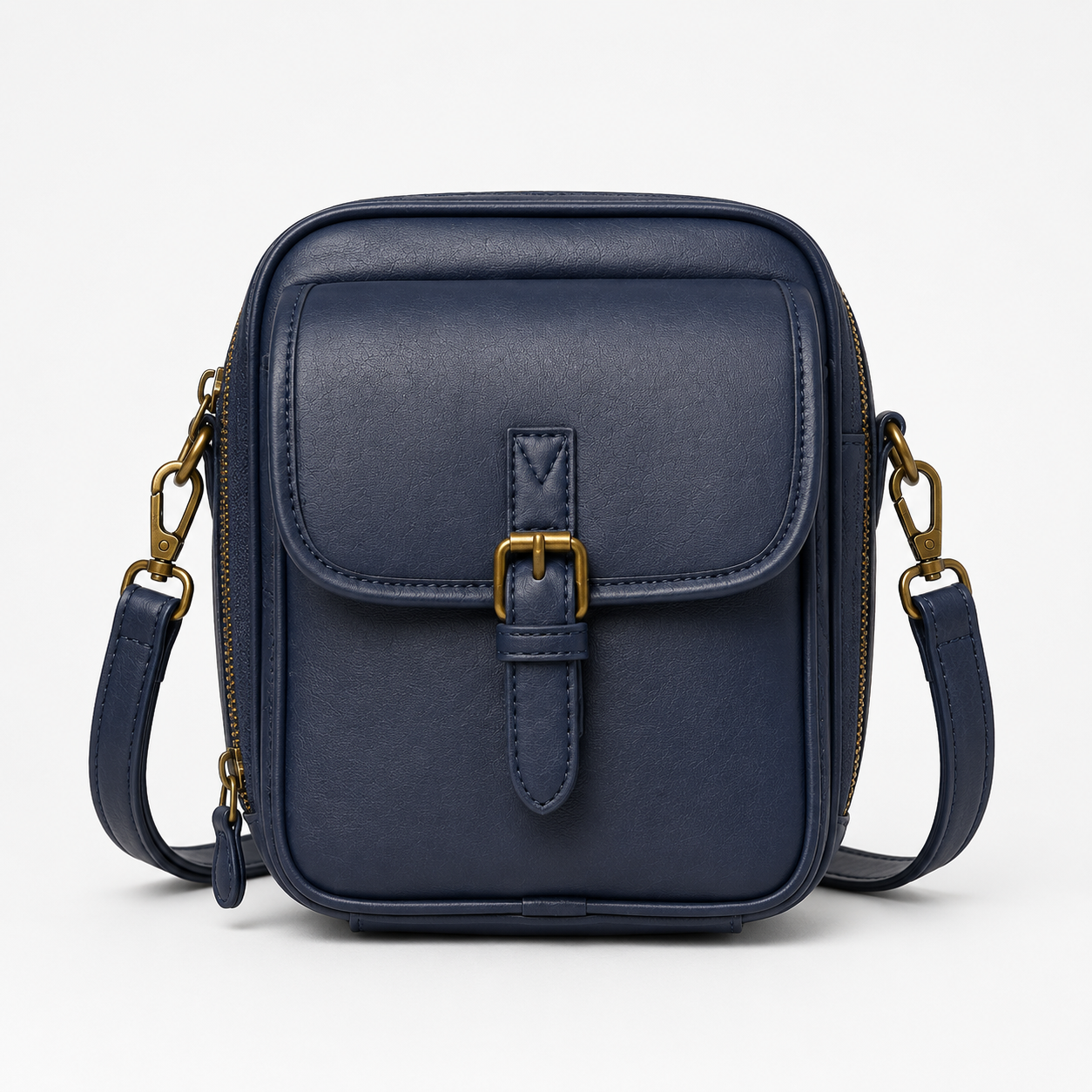 Solene – Structured PU crossbody bag with built-in wallet and glasses compartment
