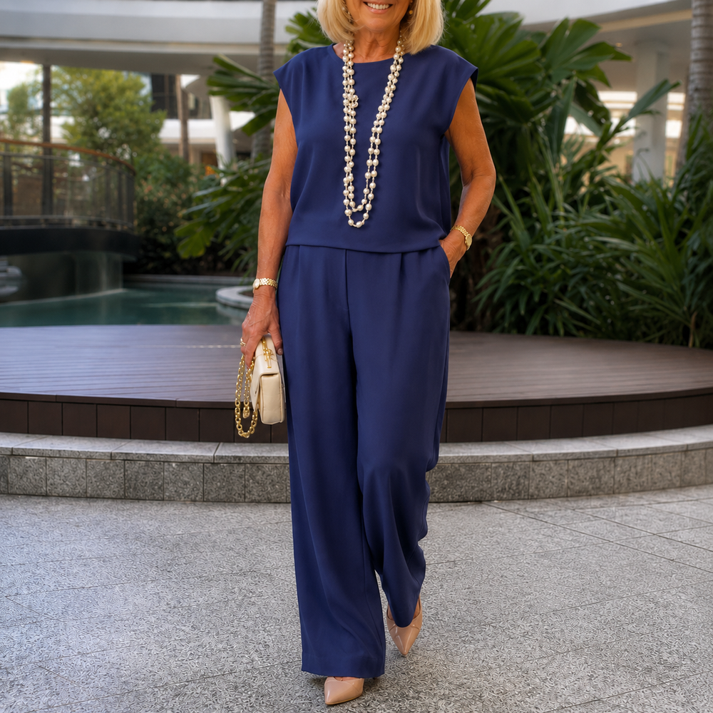 Appia Miceli™ – Cap Sleeve Top and Wide Leg Pants Set for Women