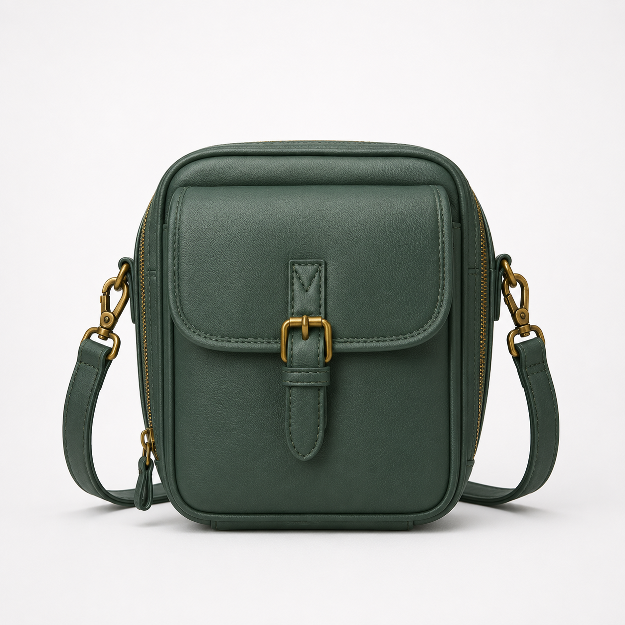 Solene – Structured PU crossbody bag with built-in wallet and glasses compartment