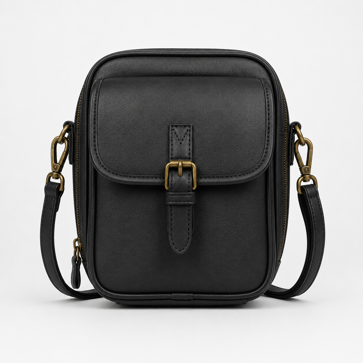 Solene – Structured PU crossbody bag with built-in wallet and glasses compartment