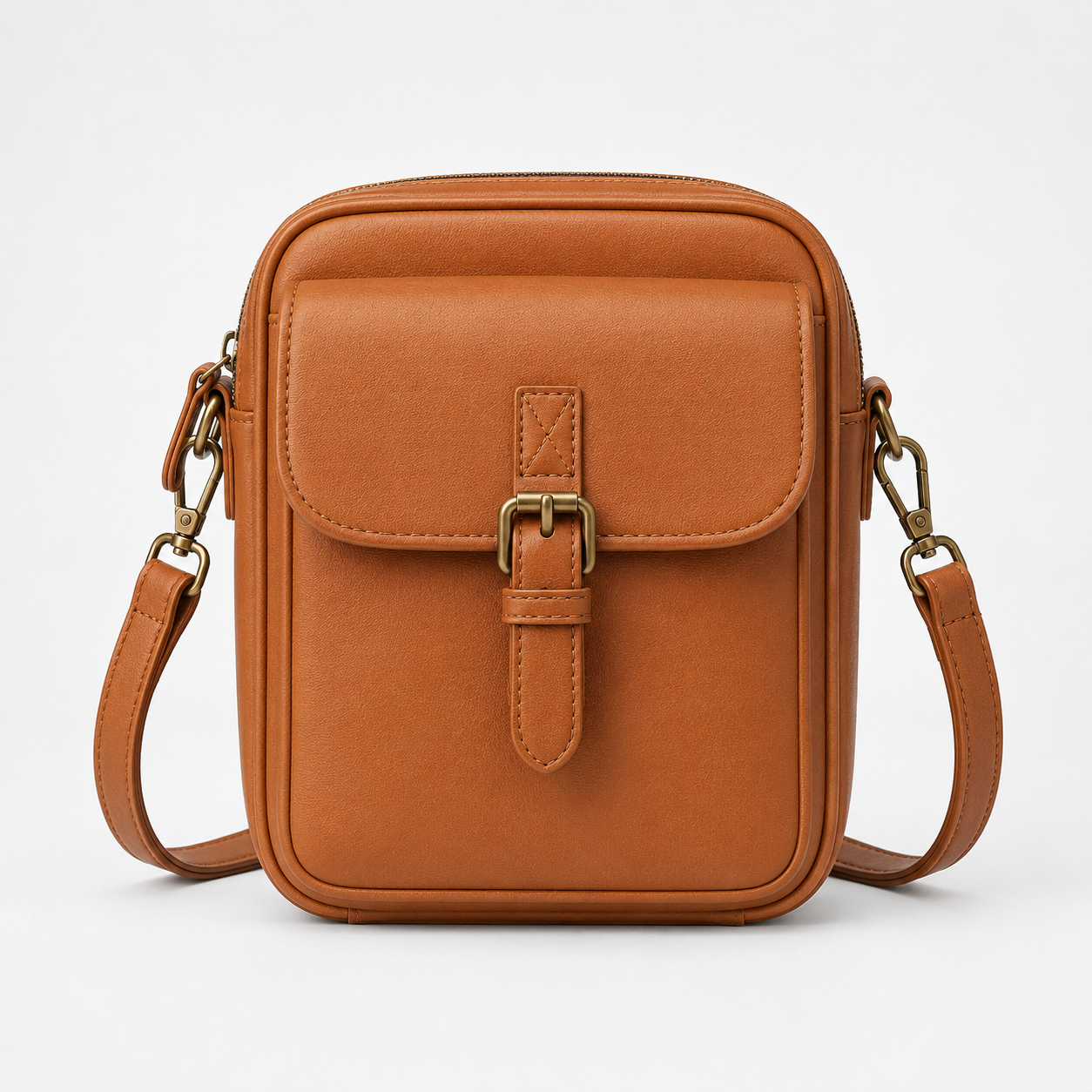 Solene – Structured PU crossbody bag with built-in wallet and glasses compartment