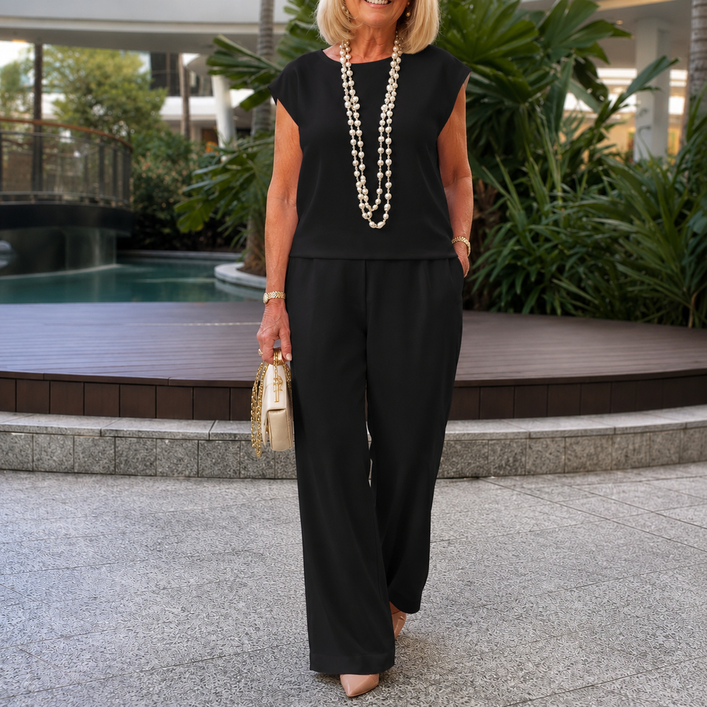 Appia Miceli™ – Cap Sleeve Top and Wide Leg Pants Set for Women