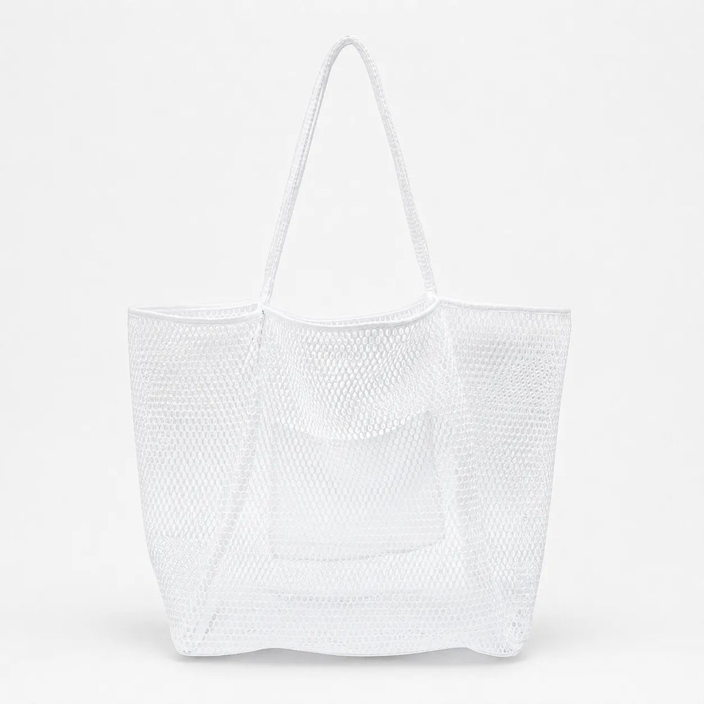 Sandfall – Mesh Beach Tote Bag with Hidden Zip Pocket, Sand Free Shoulder Bag for Women