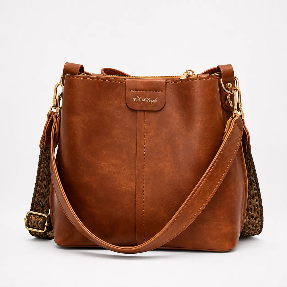 Bellora – Vintage Bucket Shoulder Bag with Woven Strap