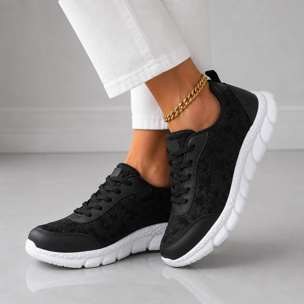 Stelline – Star Mesh Platform Sneakers for Women, Breathable White Lace