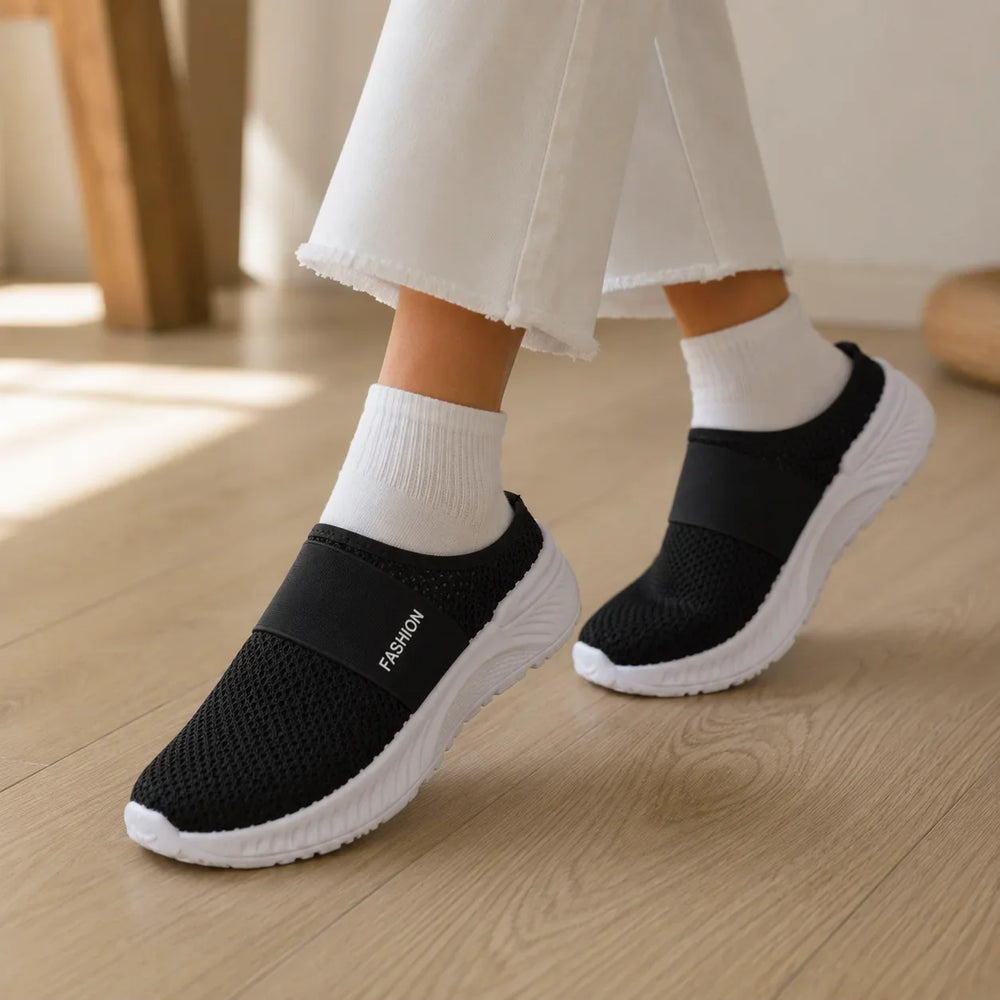 Stride & Soft – Women's Slip On Platform Mesh Sneakers, Breathable Non-Slip Mules