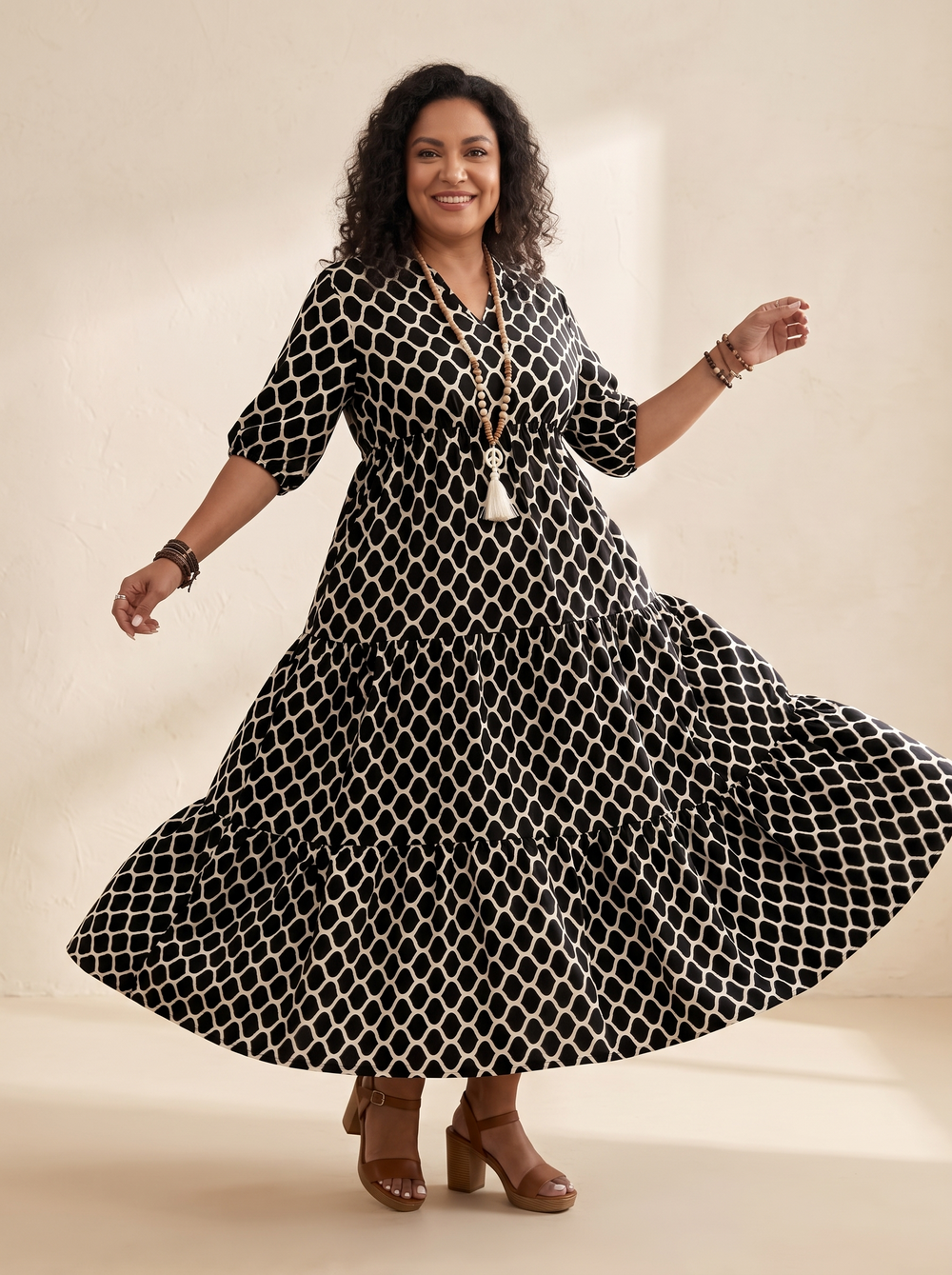 Curvella – Women's Boho Maxi Dress with Pockets