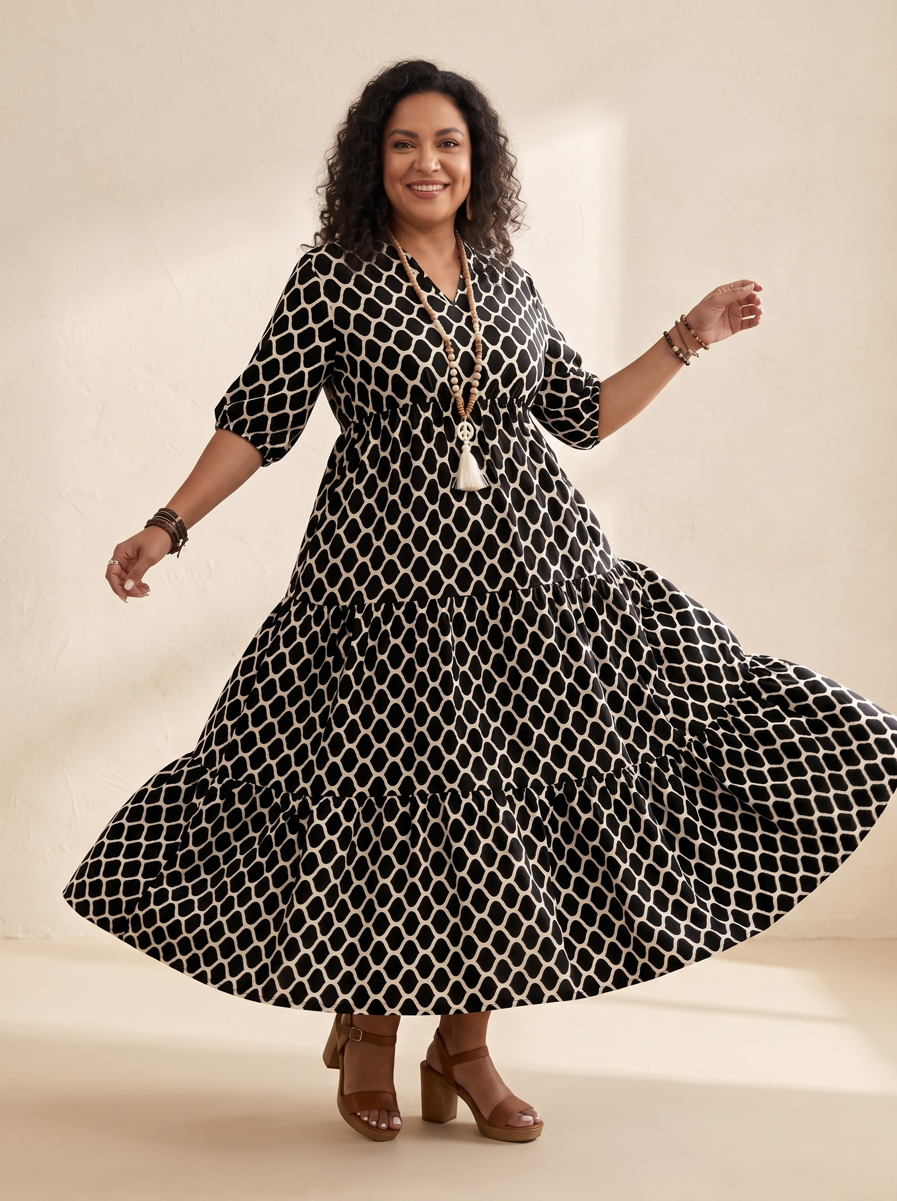 Curvella – Women's Boho Maxi Dress with Pockets