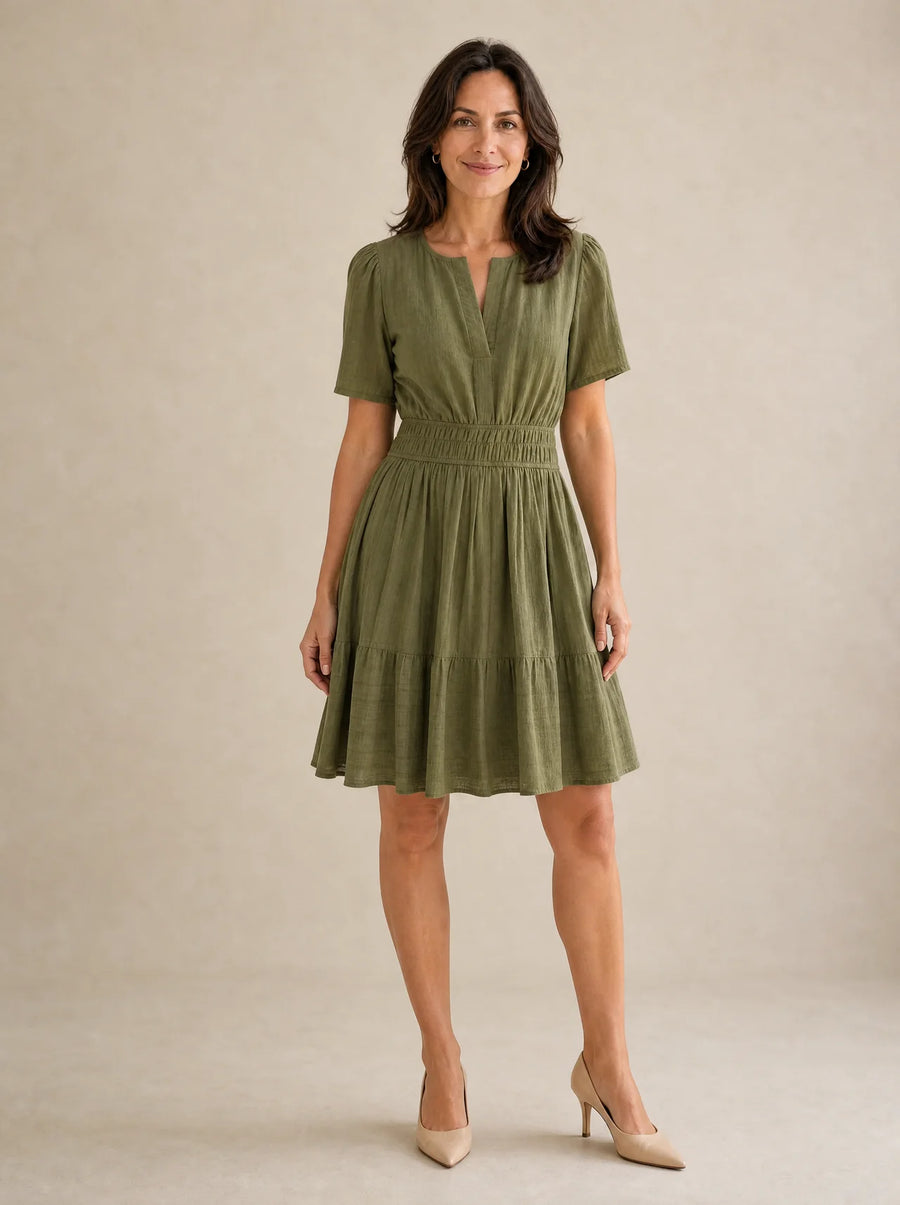 Solenna – Women's Smocked Waist Tiered Mini Dress