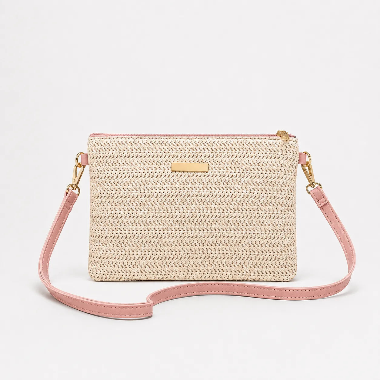Solène – Woven Straw Crossbody Clutch Bag for Women