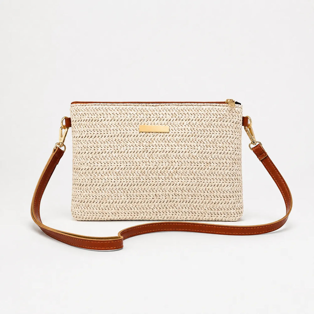Solène – Woven Straw Crossbody Clutch Bag for Women