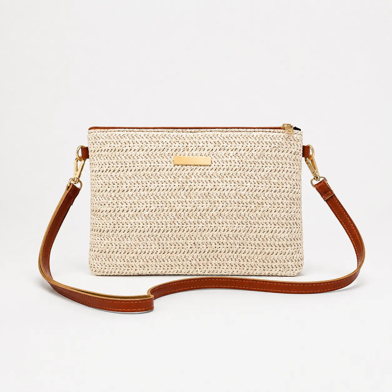 Solène – Woven Straw Crossbody Clutch Bag for Women
