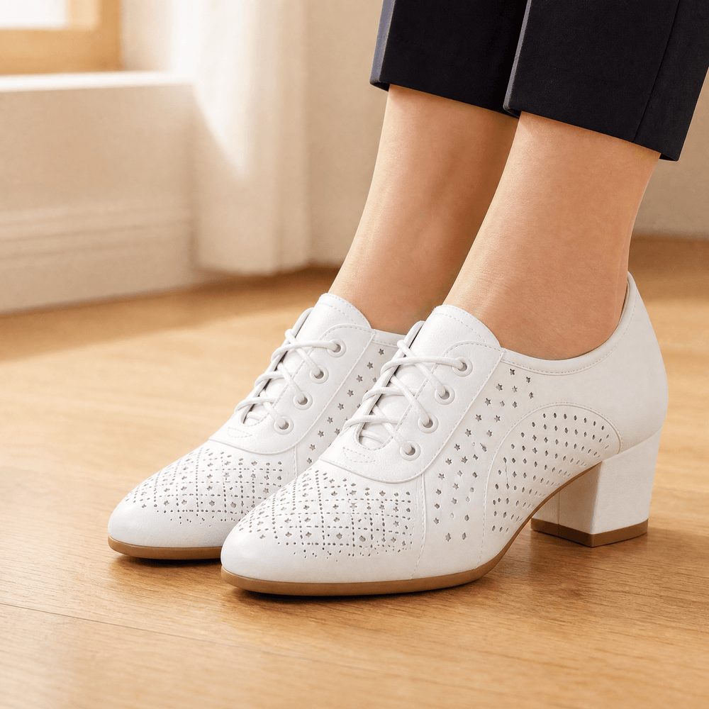 Aerella – Women's Breathable Perforated Block Heel Shoes