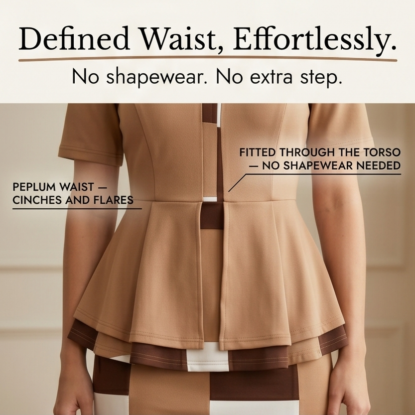 Lunavia – Women's Elegant Color-Block Peplum Set