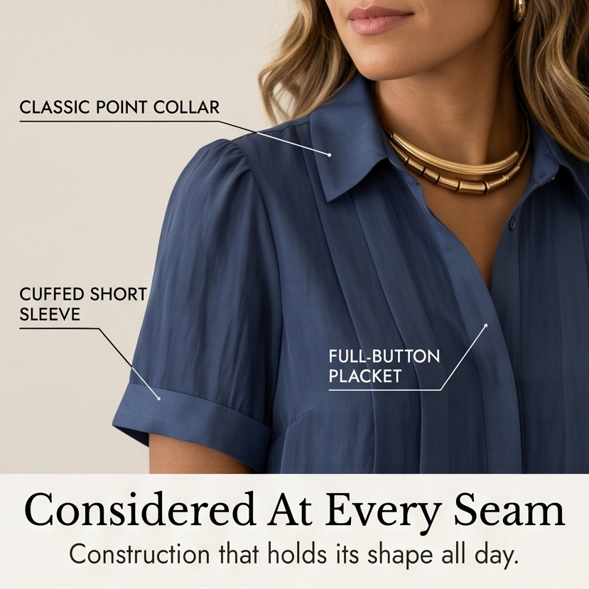 Lunavia – Women's Pleated Short-Sleeve Blouse