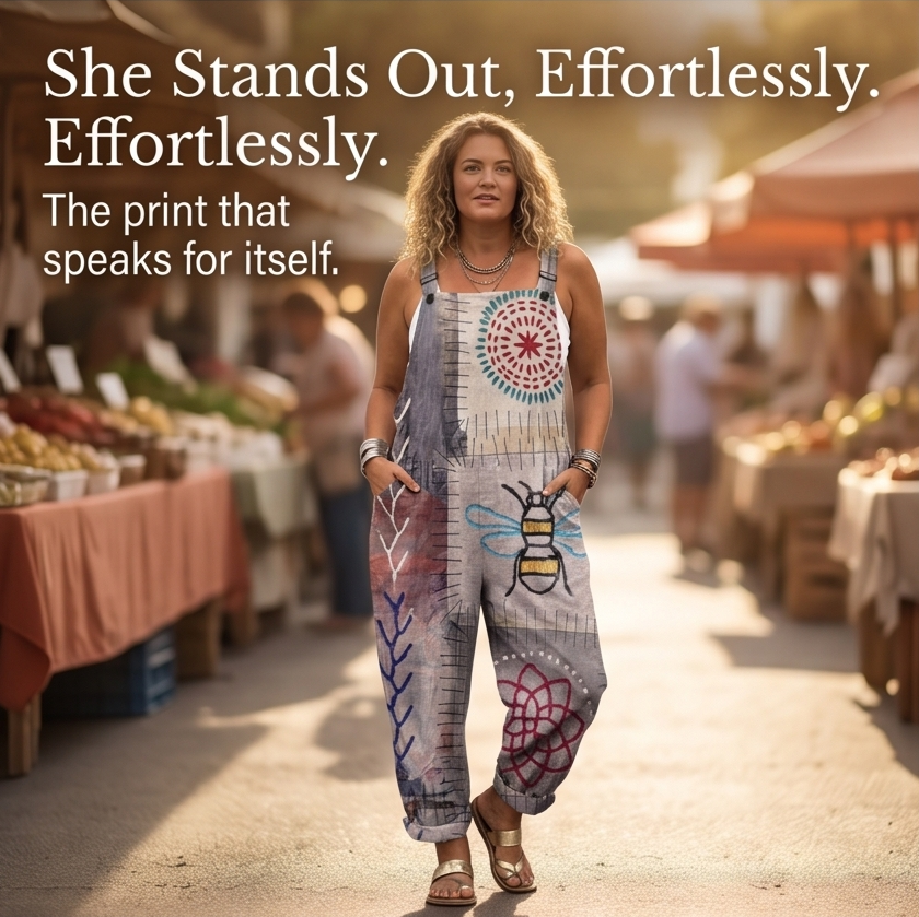 QueenBee – Women's Artisan Print Plus-Size Overall