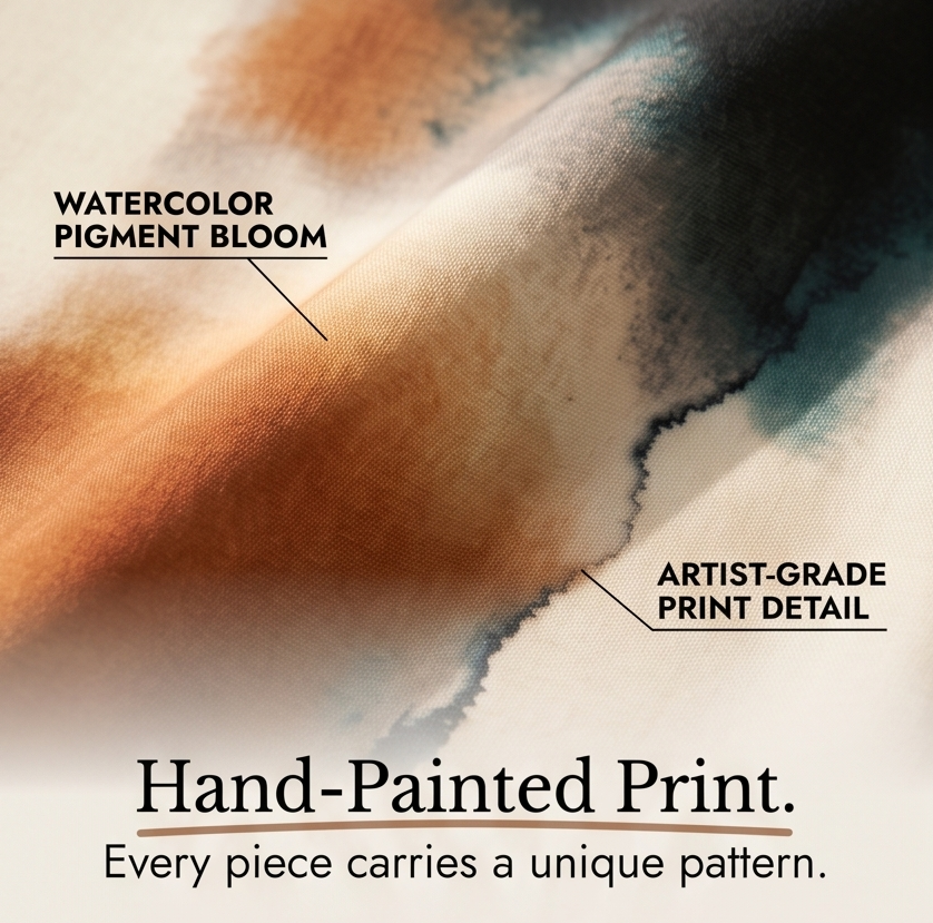 Aterra – Artistic Watercolor Tunic and Wide Leg Pants Set