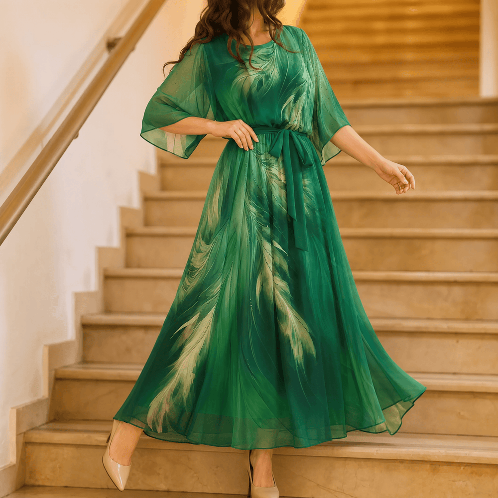 Aurelinea – Women's Painted Chiffon Maxi Dress