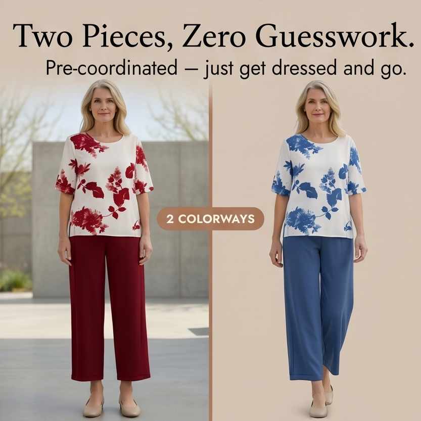 Avery – Women's Floral Top & Wide-Leg Pants Set