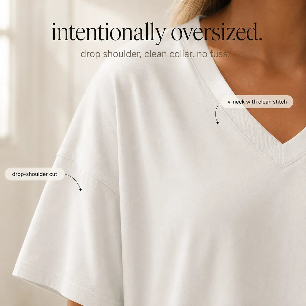 Vivelyn – Oversized V Neck Tee