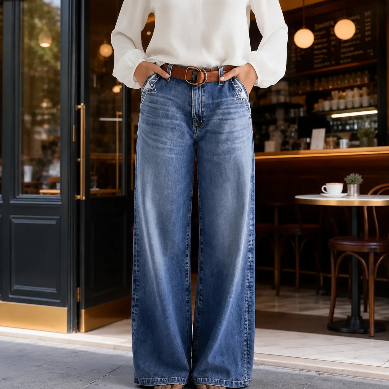 Luvenza – Women's Vintage Wide-Leg Flare Jeans