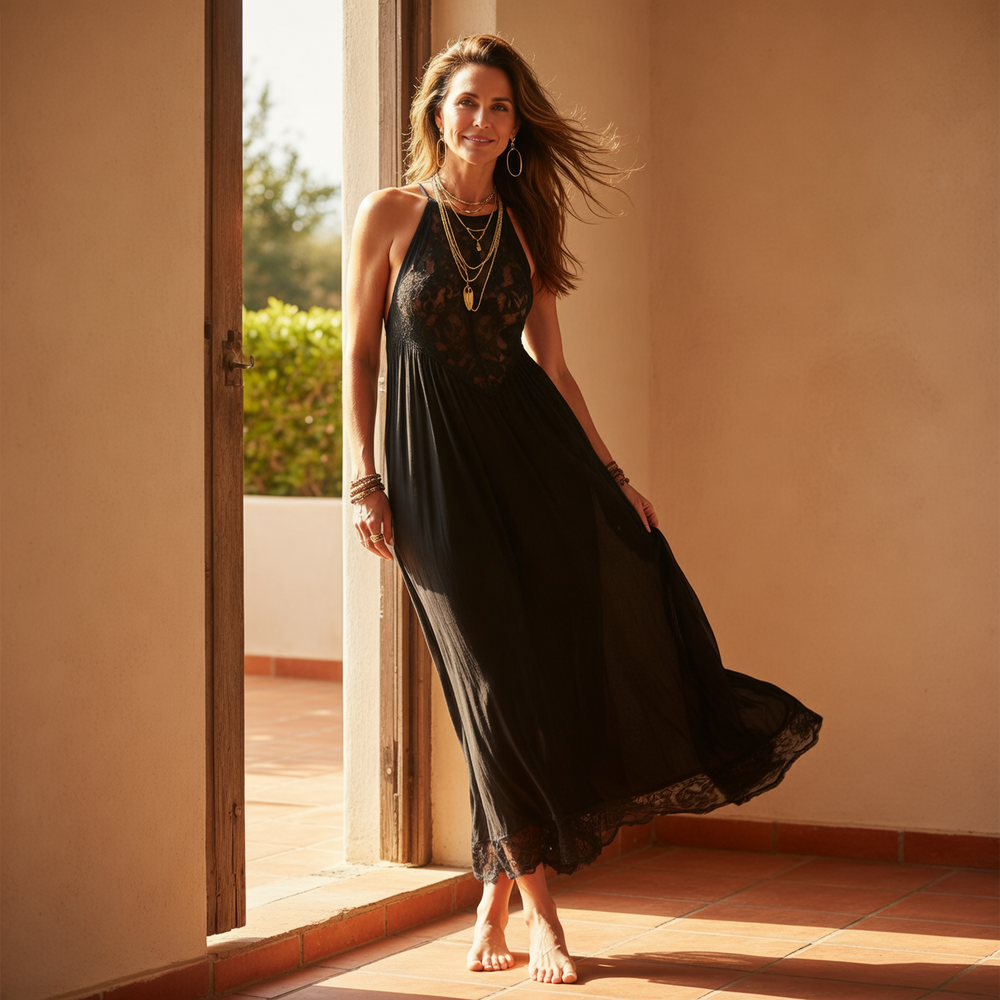 Lunavia™ – Lace Halter Boho Maxi Dress